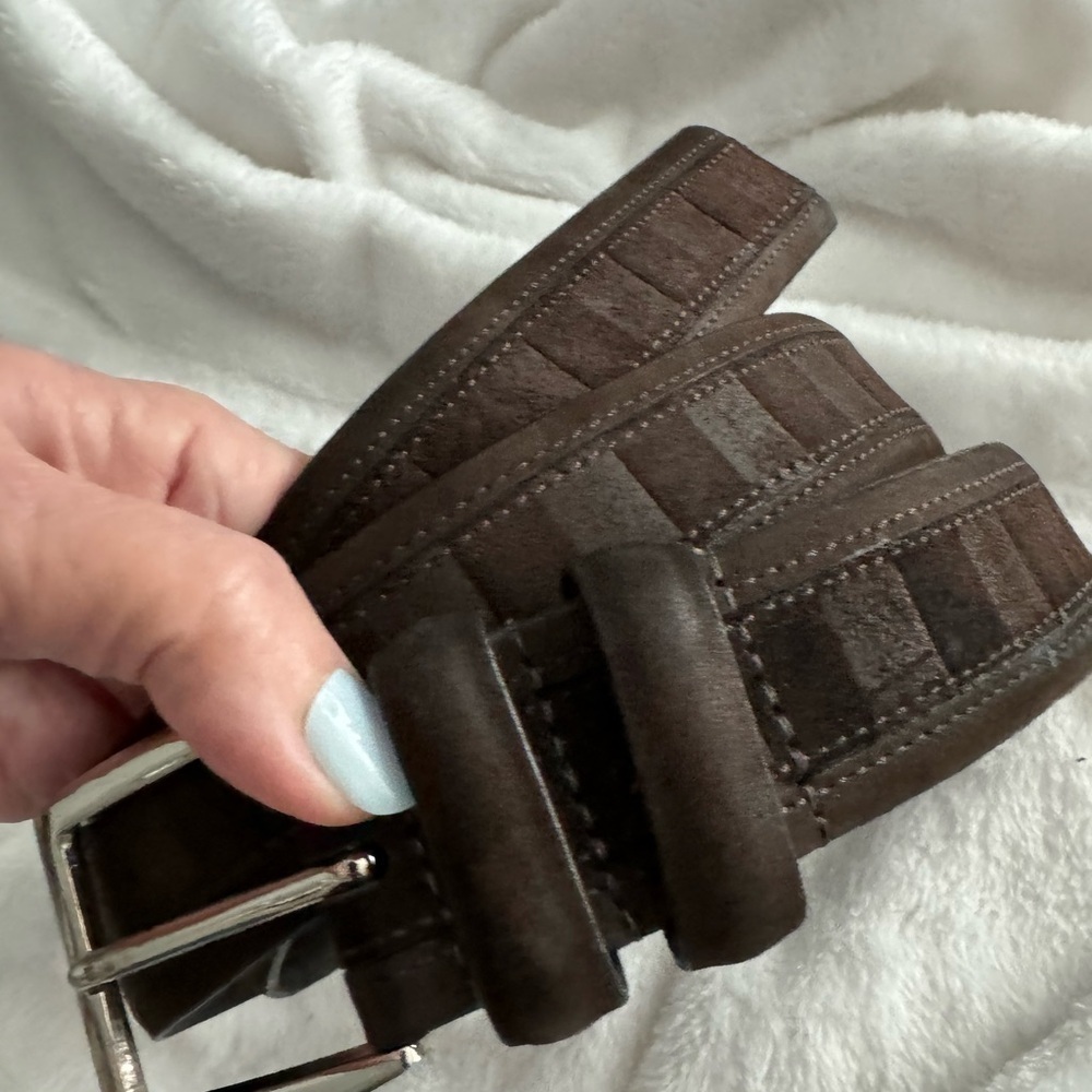 Remo Tulliani genuine Italian leather men’s belt with cashmere suede Size 38
